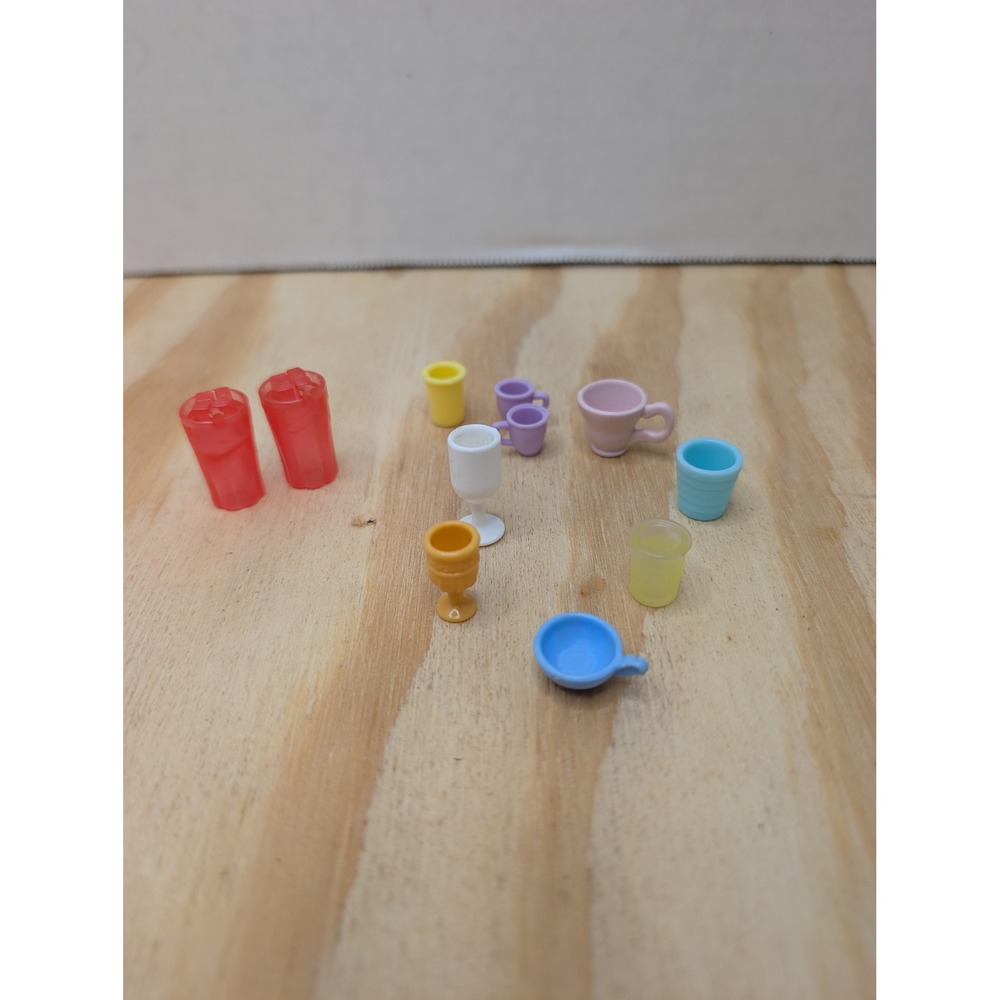 Barbie Size Mini Drinkware Lot 11 Cup Mugs Glasses Dollhouse Kitchen Accessories